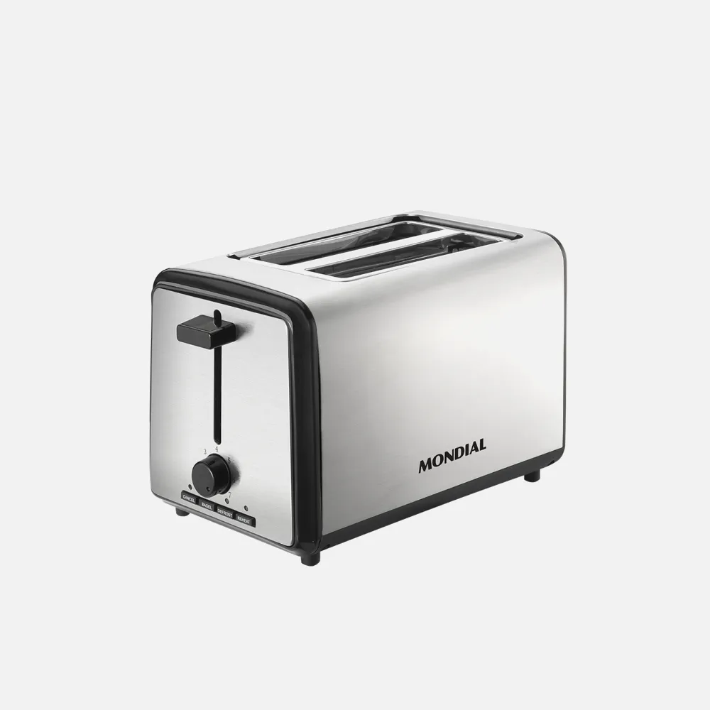 Tostadora + Sandwichera 800w 2 Ranuras Acero Inoxidable 7 Niveles De Tostado