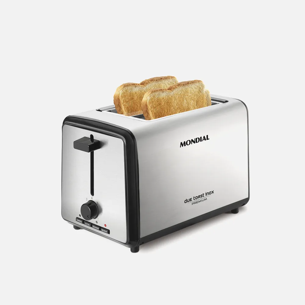 Tostadora + Sandwichera 800w 2 Ranuras Acero Inoxidable 7 Niveles De Tostado