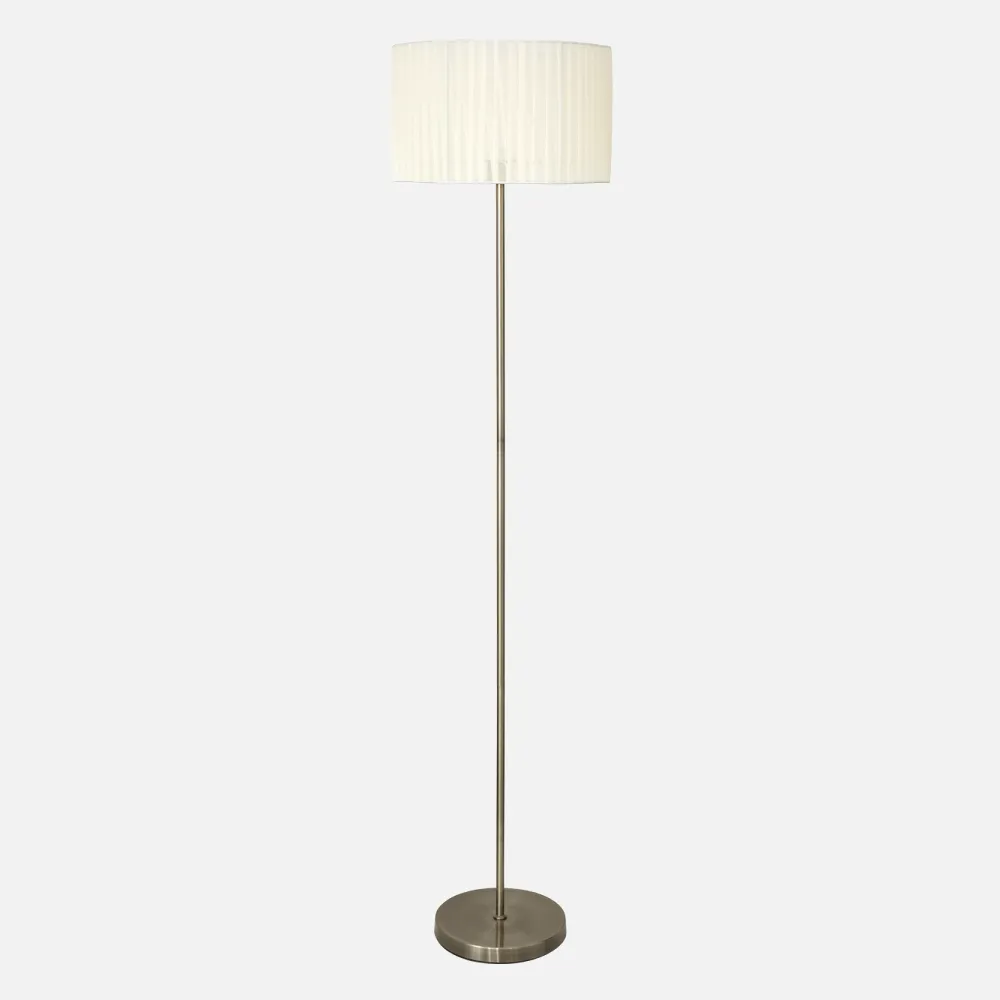 Pie Salon Durango 1xe27 Cuero Pantalla Beis