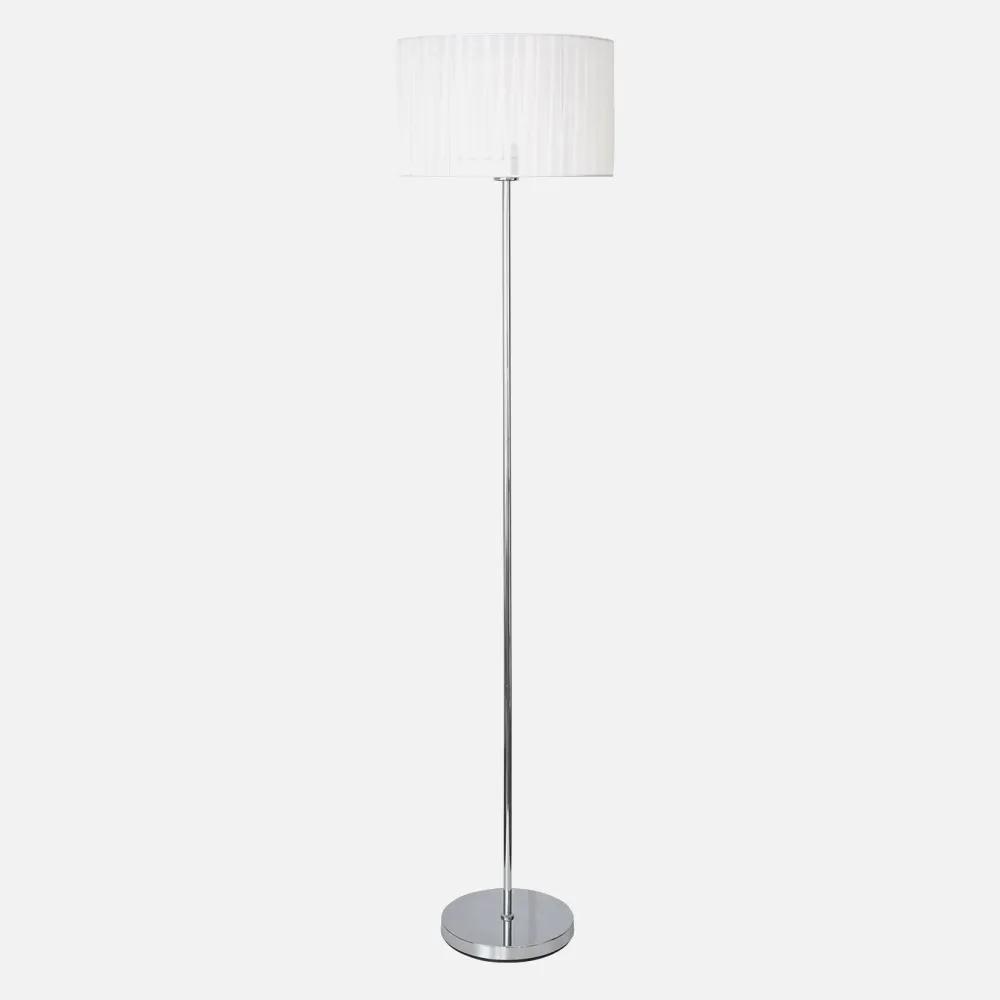 Pie Salon Durango 1xe27 Cromo Pantalla Blanca