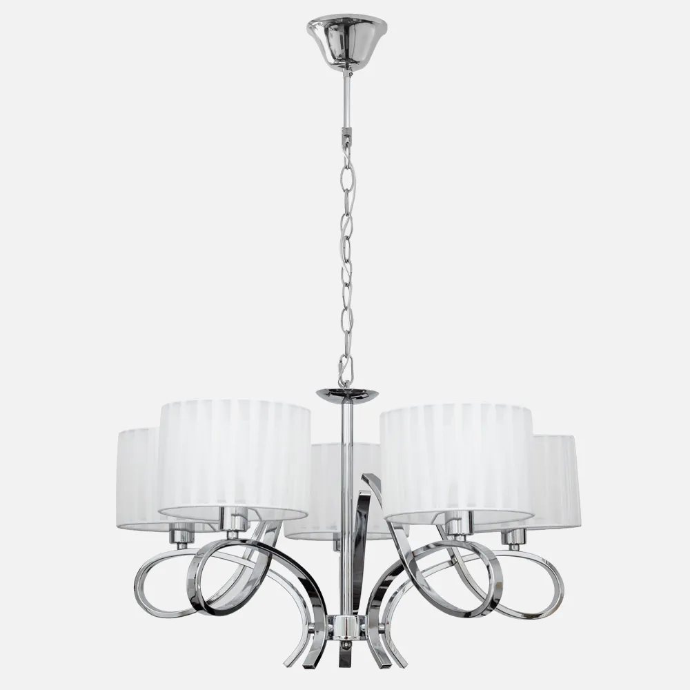 Lampara Durango 5xe14 Cromo Pantalla Blanca