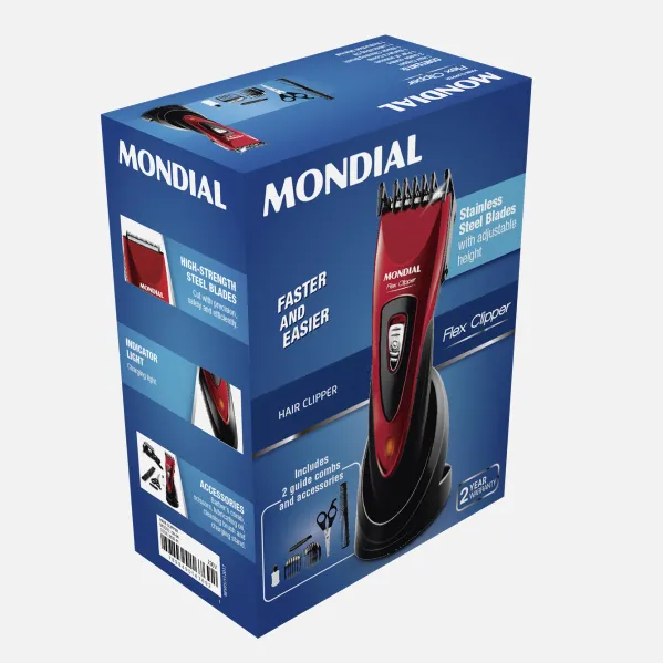 Hair Clipper/Shaver Rechargeable.60 Min Cordless.2 Cutting Combs And 6 Accessories
