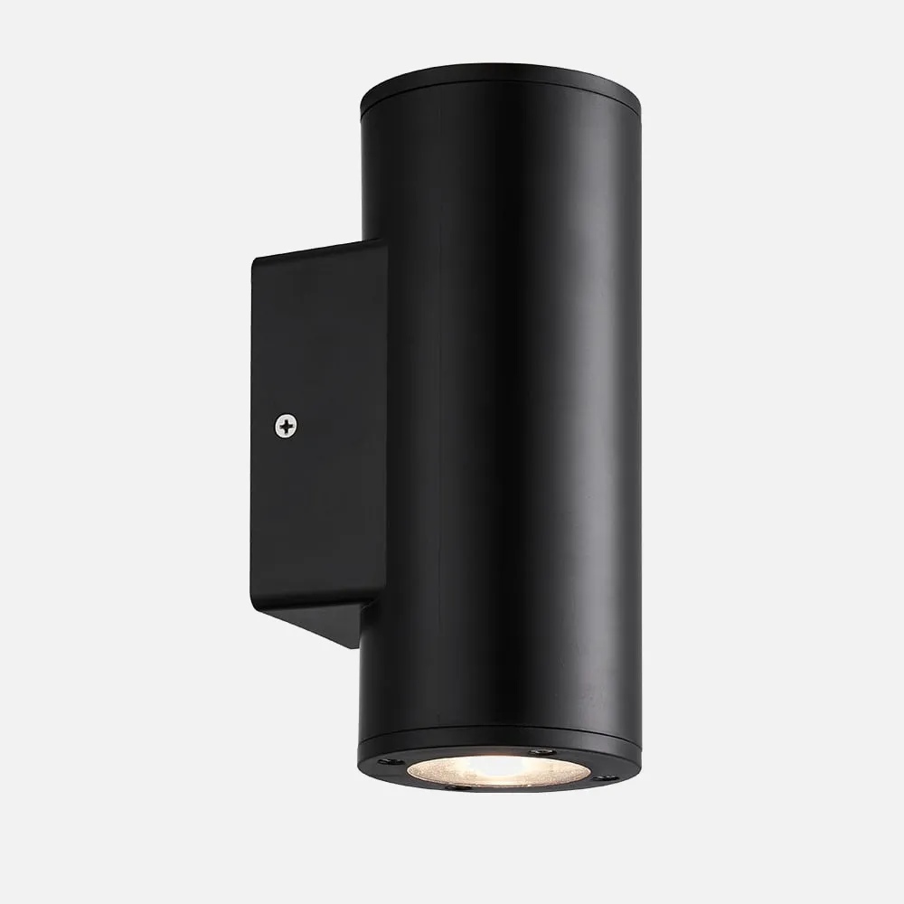 127261109 - Lâmpada de parede exterior Yopol 2xgu10 Cilindro de policarbonato preto 18,6x7,6x9,9 Cm IP54
