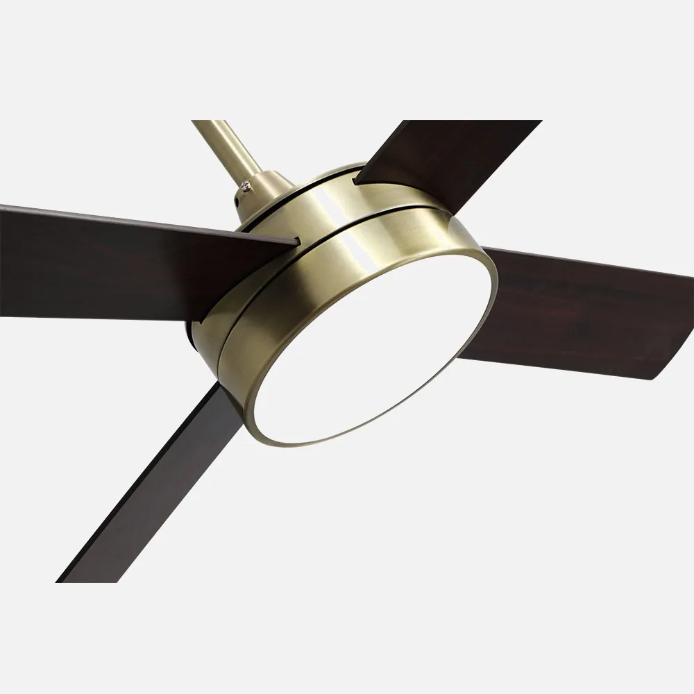Ventilador Dc Nevery 26w Cuero 4 Aspas Roble/nogal 122d 2950lm 3000-4000-6000k  Remoto-temporizador-memoria 24