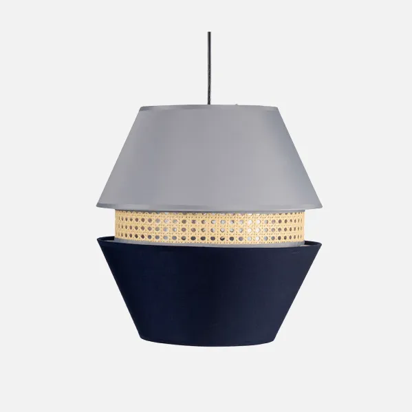 Trajano1xe27 Azul/Cinza 3 tons Pingente Regx35x35 Cm