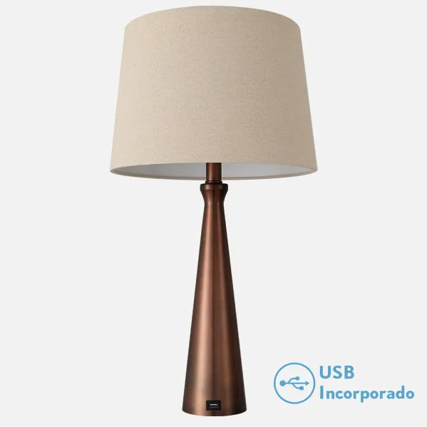 Table lamp Pearl 1xe27 Brown 61x33x33 Cm Port Usb