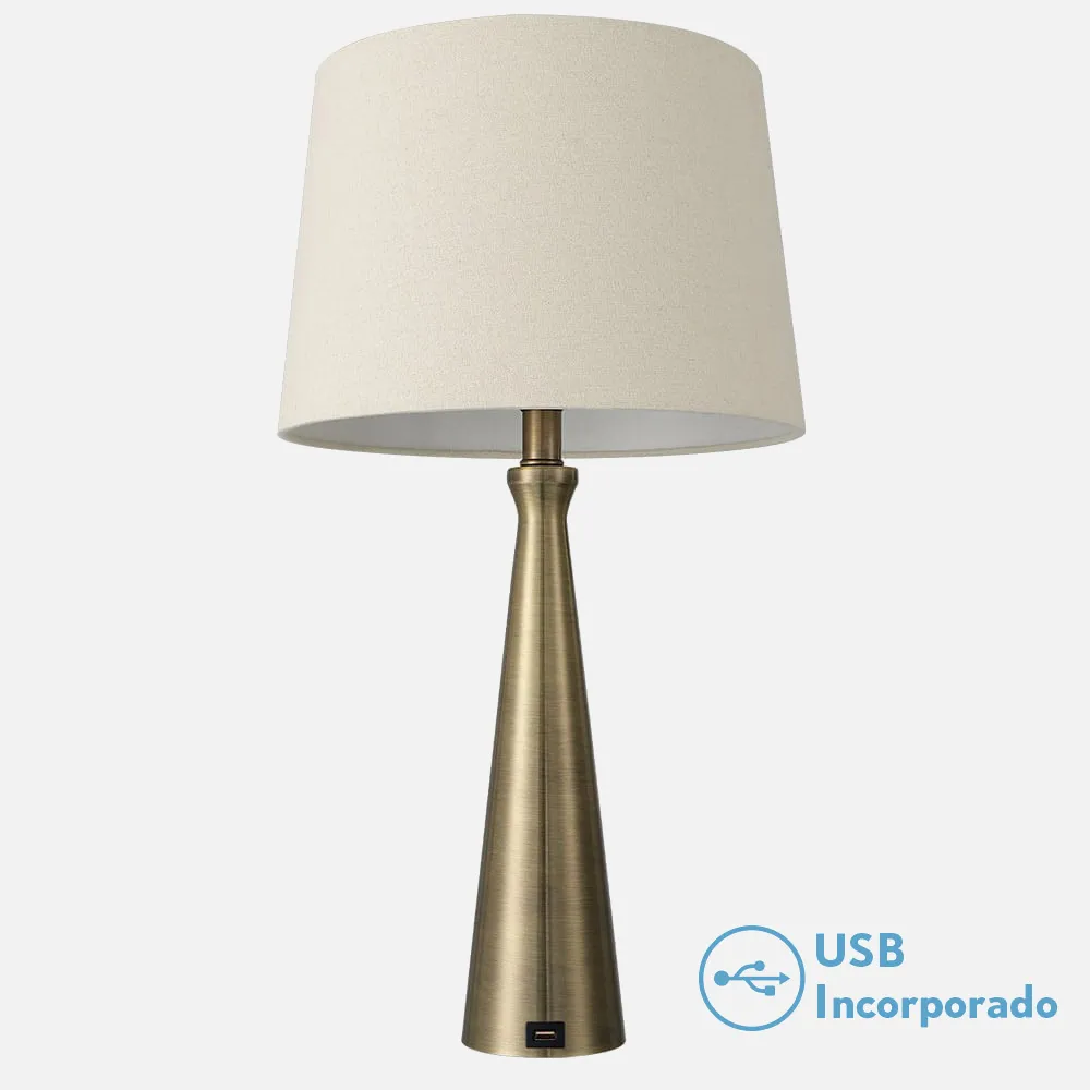 Sobremesa Pearl 1xe27 Cuero 61x33x33 Cm Puerto Usb
