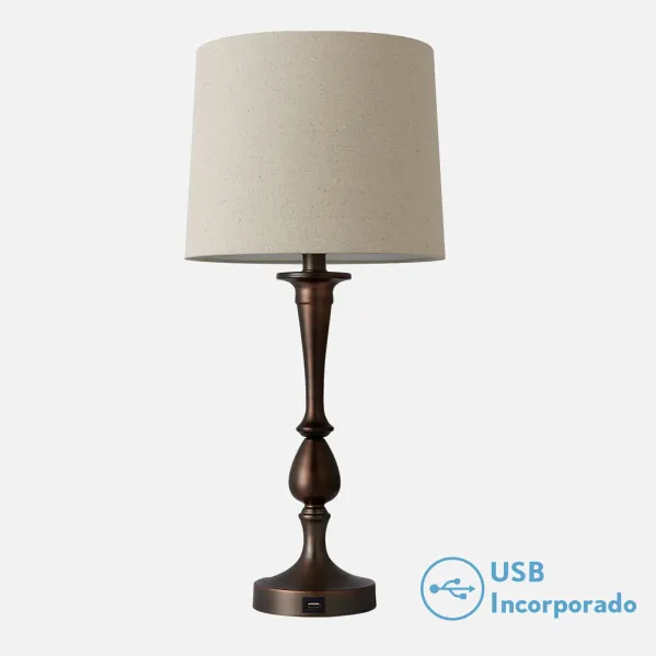 Sobremesa Khalifa1xe27 Marron 60´5x28x28 Cm Puerto Usb