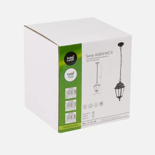 Colgante Exterior Albahaca 1xe27 Oro Viejo Ip44 Policarbonato Regx15x15 Cm