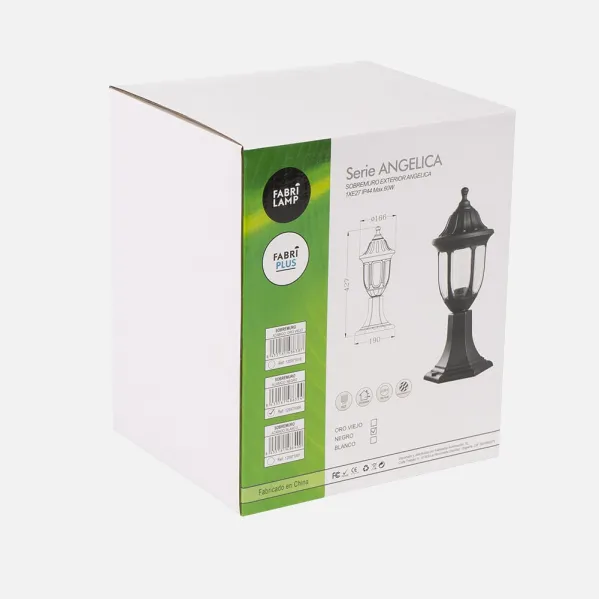 Sobremuro Exterior Angelica 1xe27 Negro Ip44 Policarbonato  42,7x16,6d