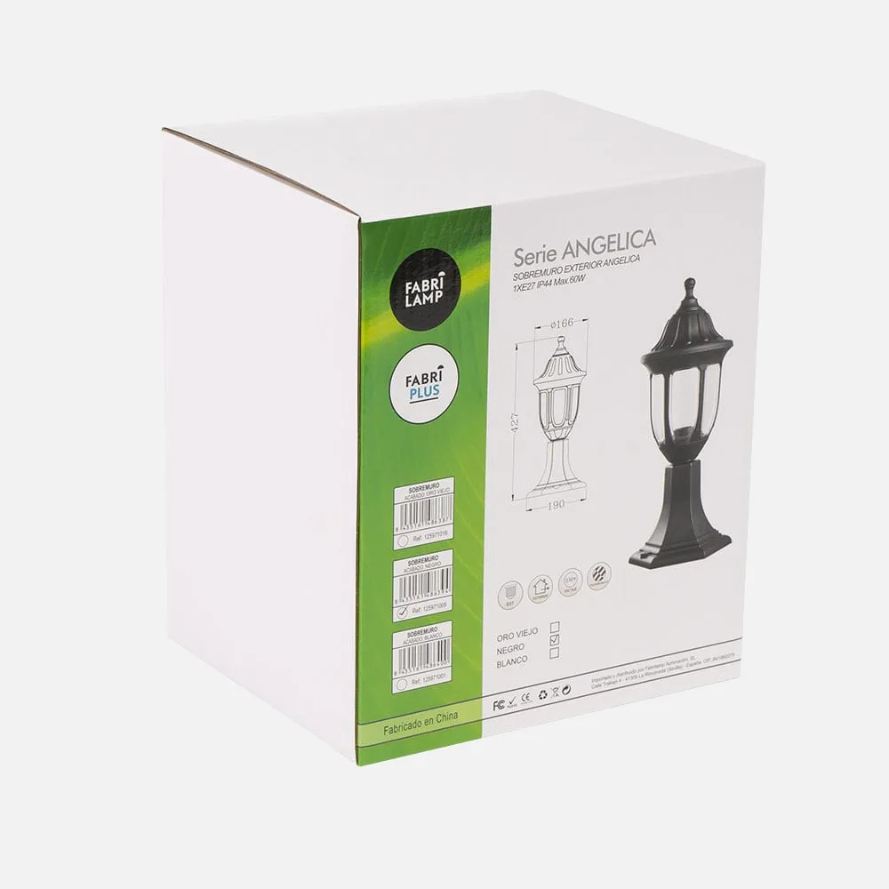 Sobremuro Exterior Angelica 1xe27 Negro Ip44policarbonato  42,7x16,6d