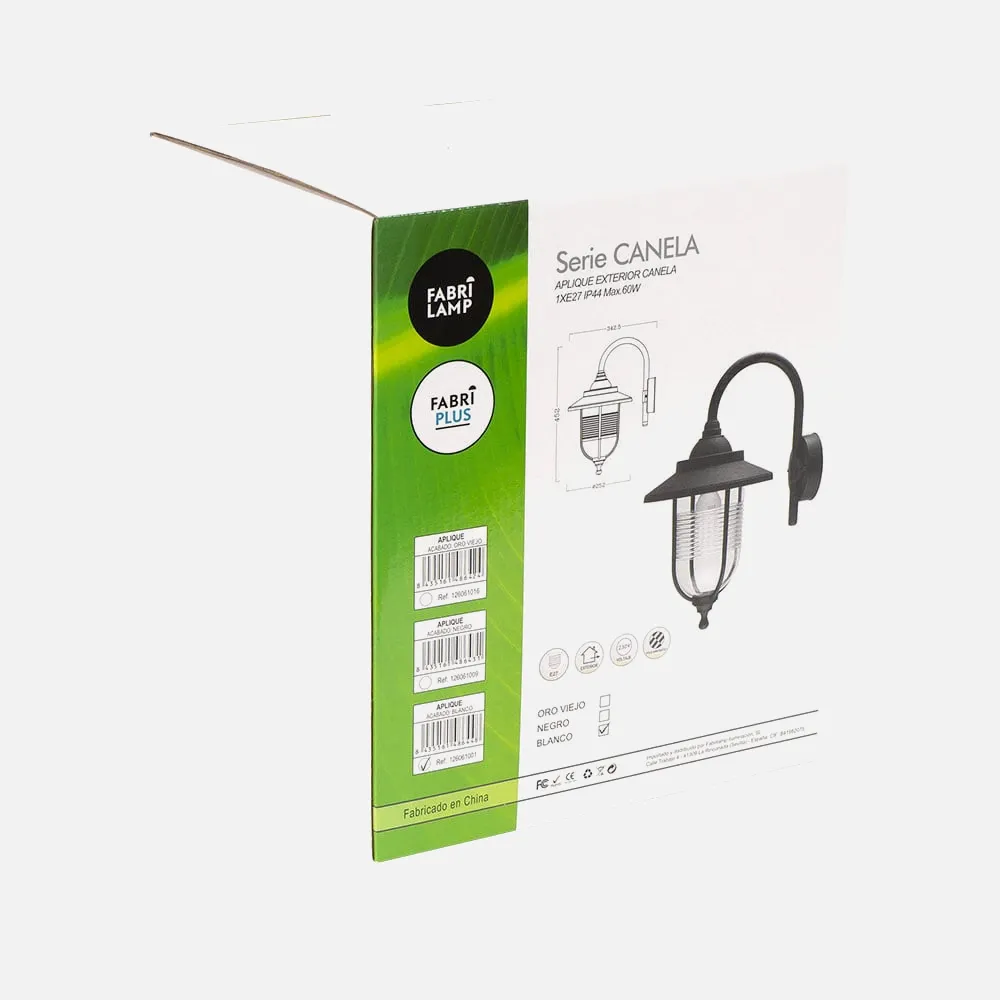 Aplique Exterior Canela 1xe27 Blanco Ip44policarbonato 45,2x25,2x34,2