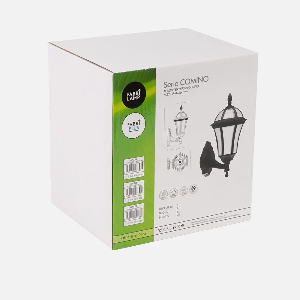 Aplique Exterior Comino 1xe27 Blanco Ip44policarbonato 41,1x17x6x23,8