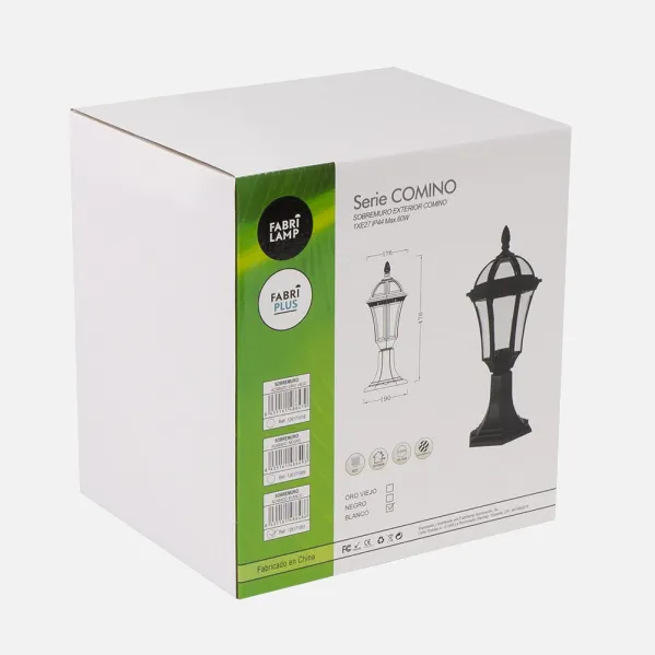 Black Comino 1xe27 Black Ip44 Polycarbonate 47,6x17,6x17,6 Cm