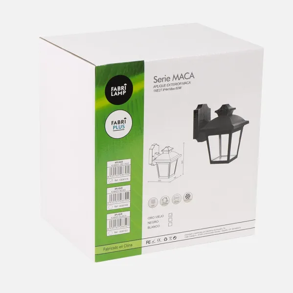 Outdoor wall light Maca 1xe27 White IP44 Polycarbonate 24,5x17x22,3 Cm
