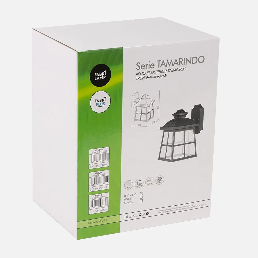 Aplique Exterior Tamarindo 1xe27 Oro Viejo Ip44policarbonato 27,5x17x22,3