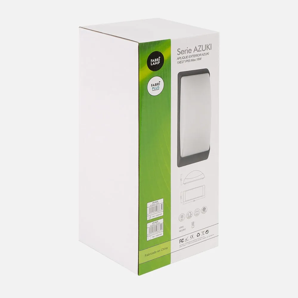 Aplique Exterior Azuki 1xe27 Negro Ip65policarbonato   12,9x32x13