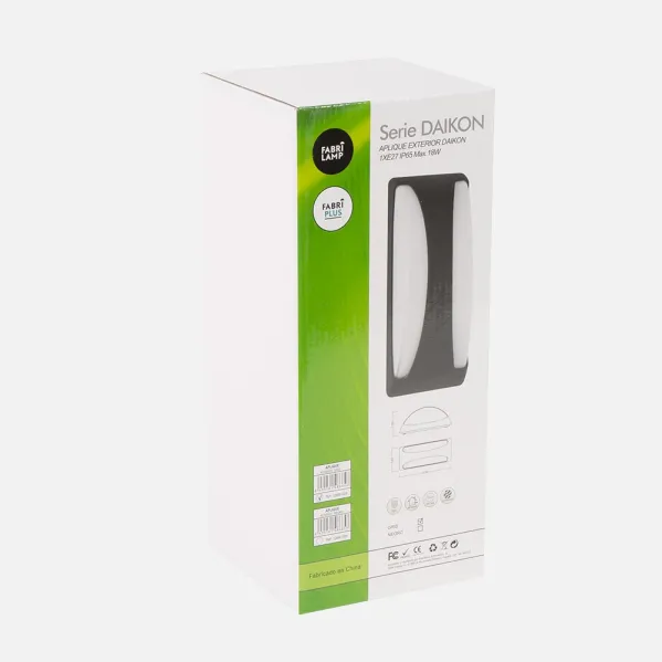 Aplique Exterior Daikon 1xe27 Gris Ip65 Policarbonato  13,2x32x13 Cm