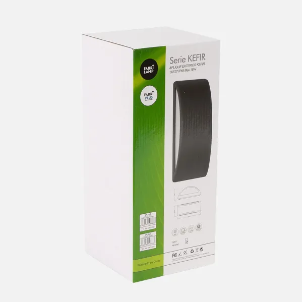 Aplique Exterior Kefir 1xe27 Gris Ip65 Policarbonato  13,2x32x13 Cm