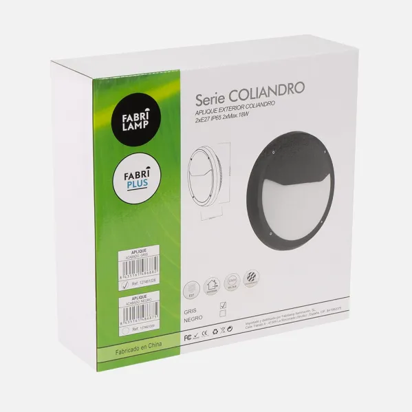 Aplique Exterior Coliandro 2xe27 Grispolicarbonato  9,4x30d  Ip65