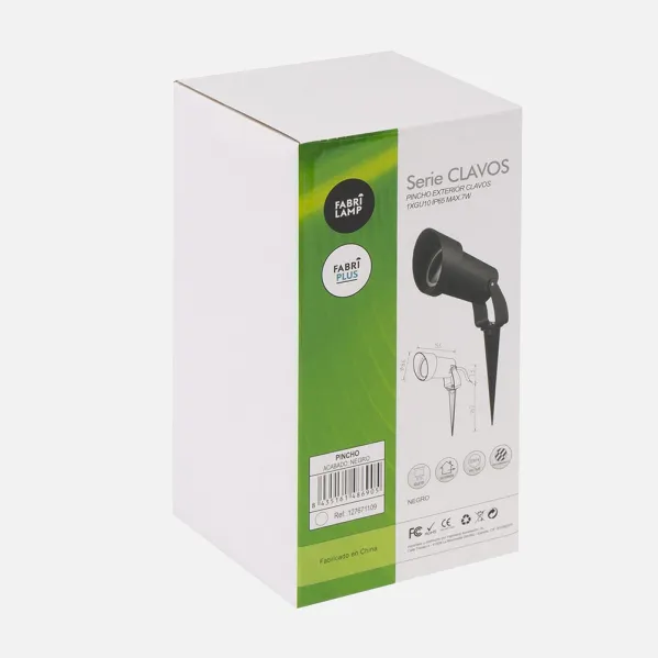 Pincho Exterior Clavos 1xgu10 Negro  22,8x8,6dpolicarbonato Ip65