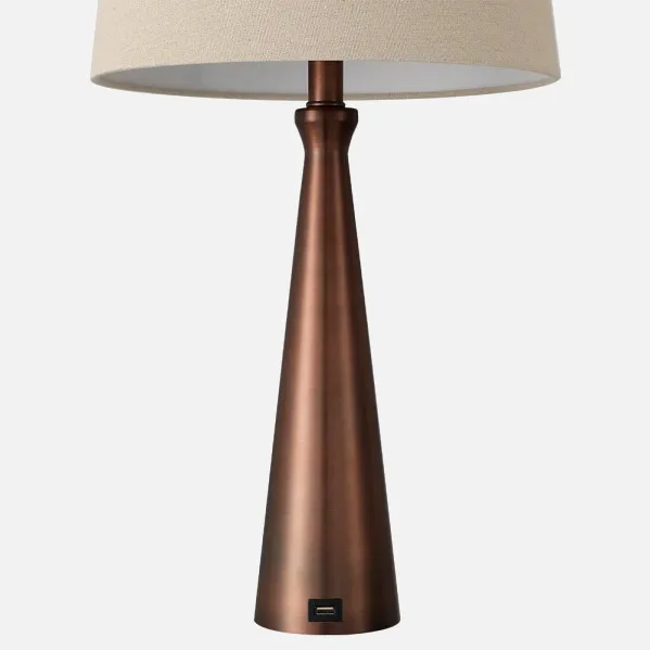 Sobremesa Pearl 1xe27 Marron 61x33x33 Cm Puerto Usb