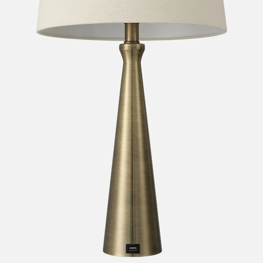 Sobremesa Pearl 1xe27 Cuero 61x33x33 Cm Puerto Usb