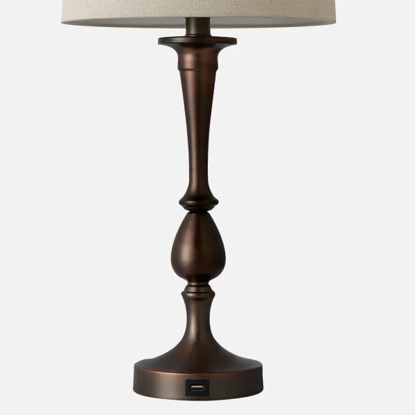 Sobremesa Khalifa1xe27 Marron 60´5x28x28 Cm Puerto Usb