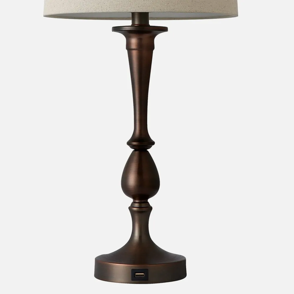 Sobremesa Khalifa1xe27 Marron 60´5x28x28 Cm Puerto Usb