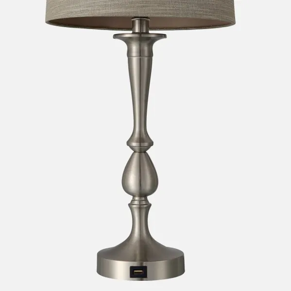 Sobremesa Khalifa 1xe27 Niquel 60´5x28x28 Cm Puerto Usb