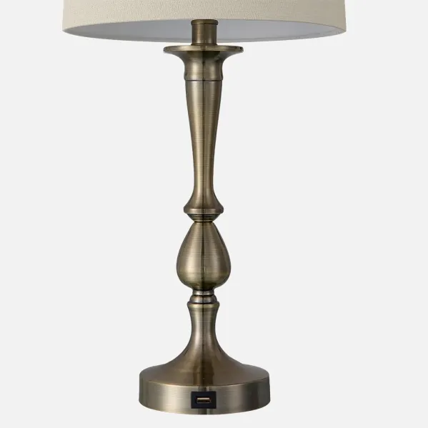 Sobremesa Khalifa 1xe27 Cuero 60´5x28x28 Cm Puerto Usb