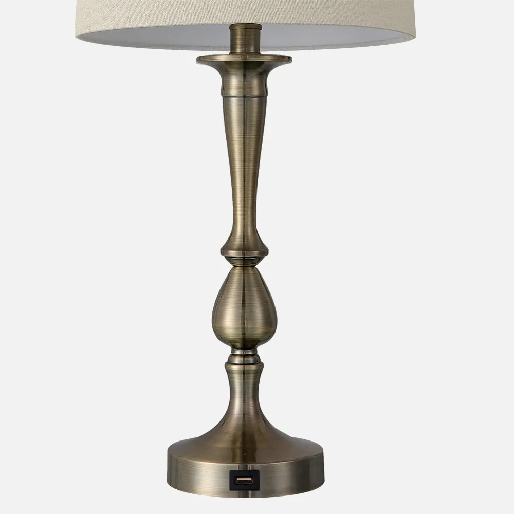 Sobremesa Khalifa 1xe27 Cuero 60´5x28x28 Cm Puerto Usb