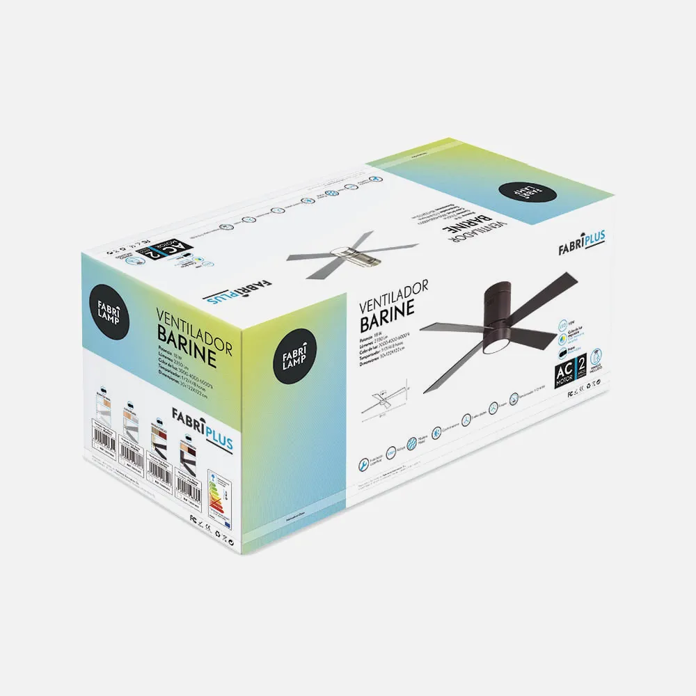 Ventilador 18w Barine Marron 4 Aspas Haya/marro   N 3 Velocid. C/remoto Temporizador 122 D