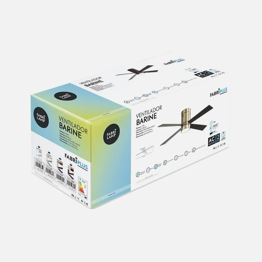 Ventilador 18w Barine Cuero 4 Aspas Roble/cerezo3 Velocid. C/remoto Temporizador 122 D
