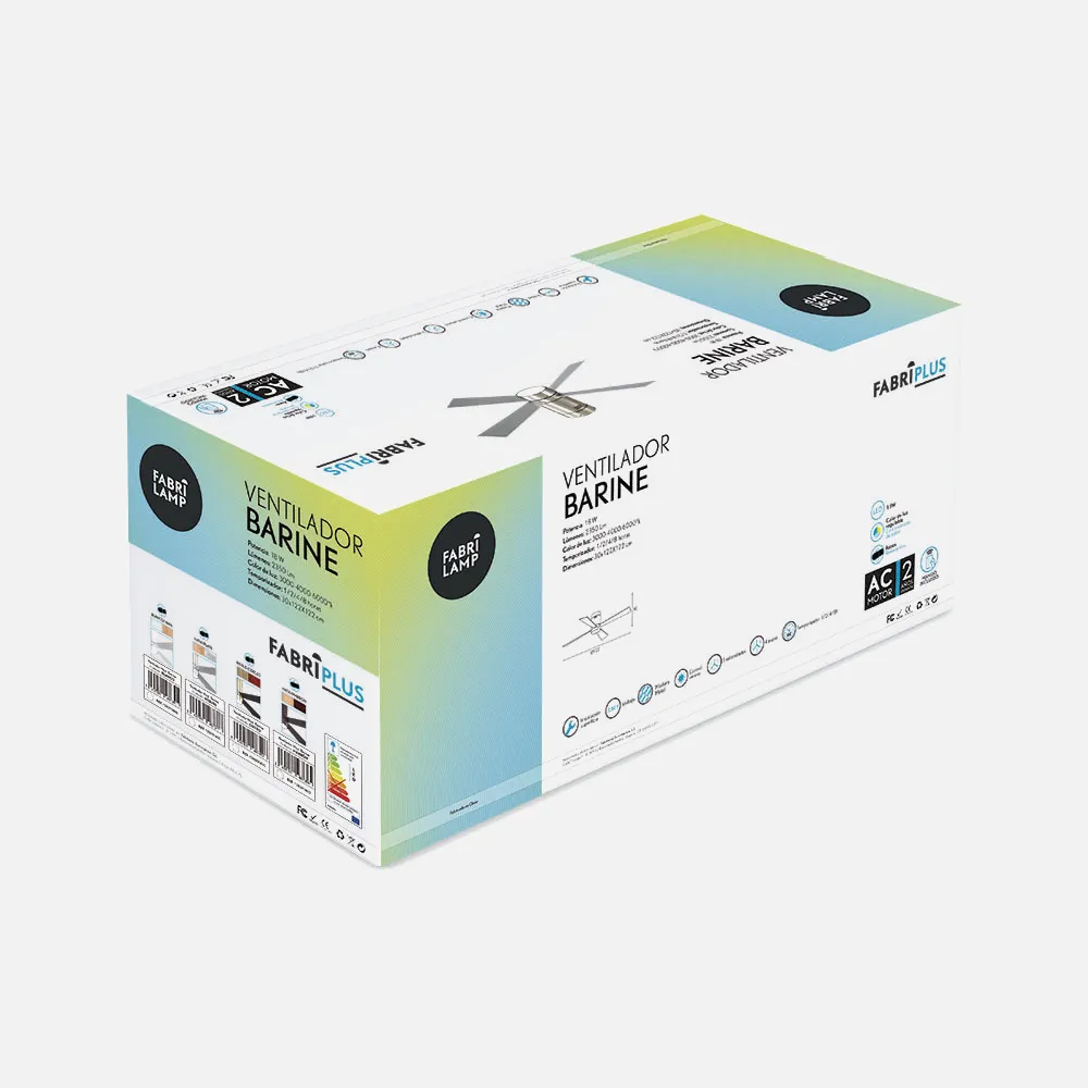 Ventilador 18w Barine Blanco 4 Aspas Blanca/haya 3 Velocid. C/remoto Temporizador 122 D