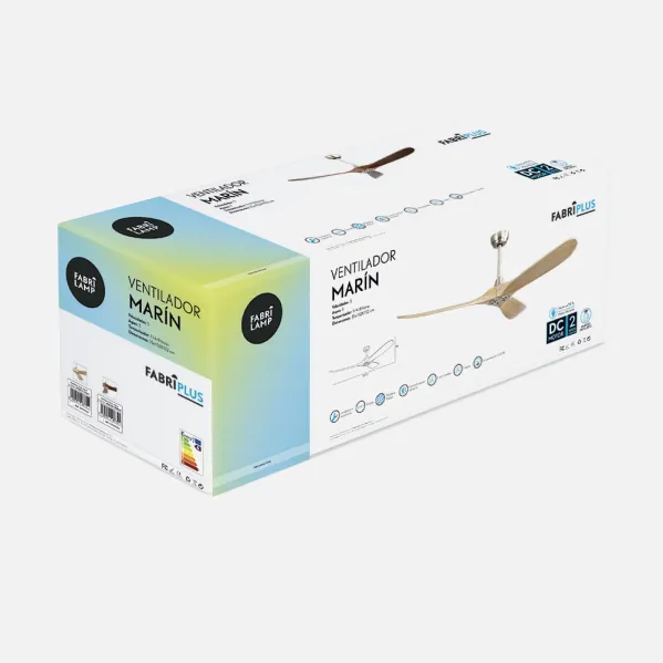 Ventilador Dc Marin Niquel 3 Aspas Haya Sin Luz 6 Velocidades 152d Temporizador Y Remoto 24