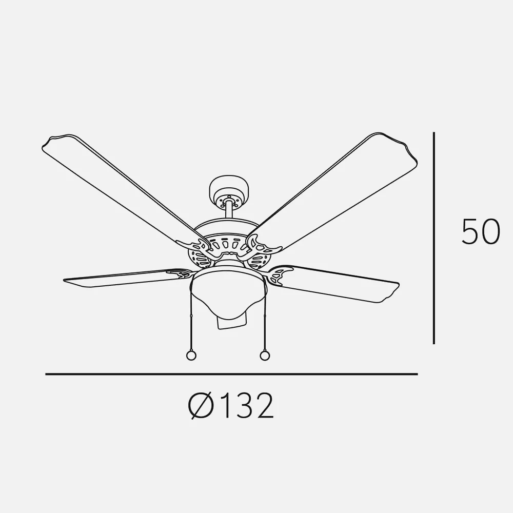 Ventilador Niquel Orion 5 Aspas Wengue 2xe27 50x132d