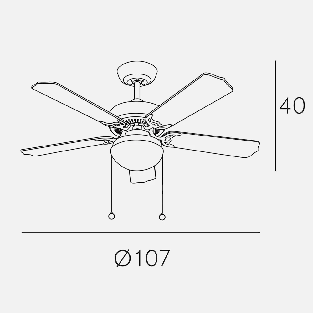 Ventilador Niquel Heracles 5 Aspas Plata/haya 2xe27 40x107d