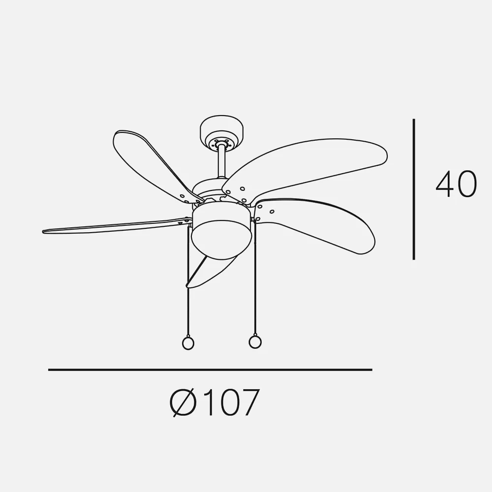Ventilador Niquel Cibeles 5 Aspas Plata/haya 1xe27 40x107 D