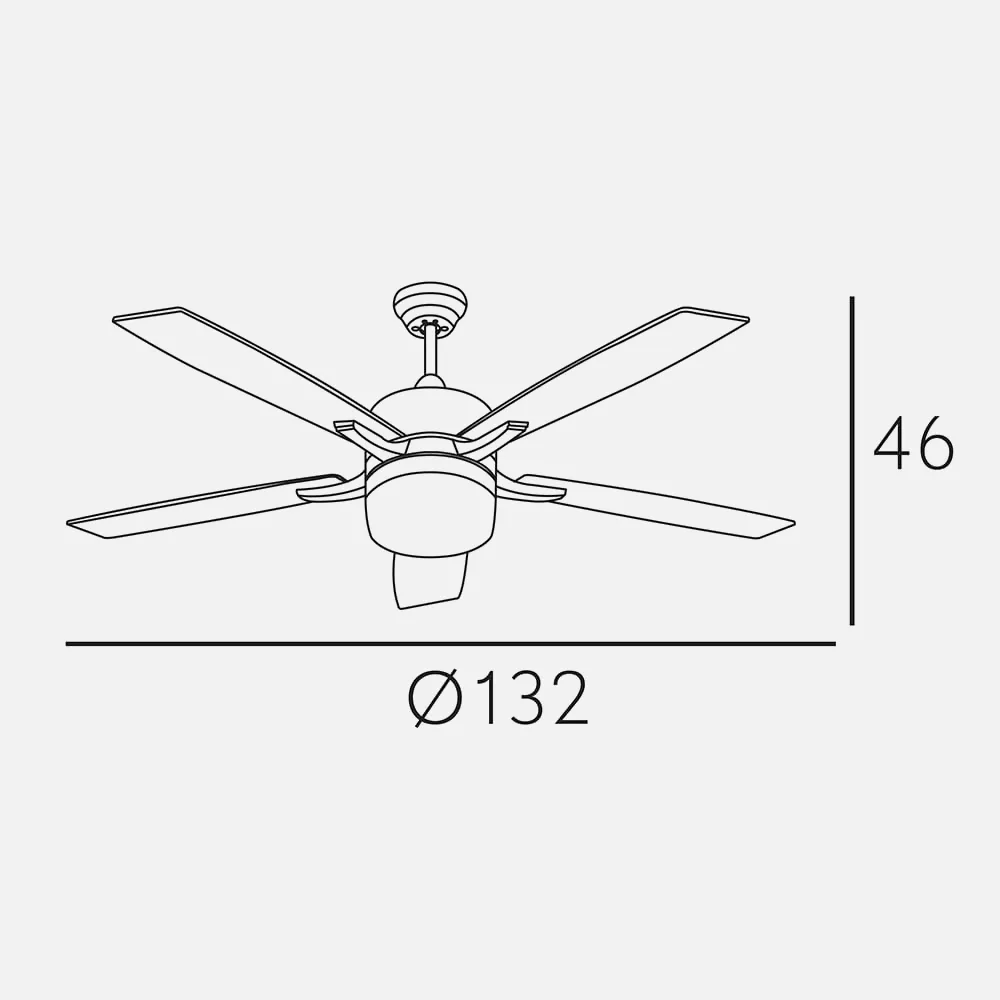 Ventilador Niquel Menfis 5 Aspas Haya/wengue 2xe27 46x132d Control Remoto