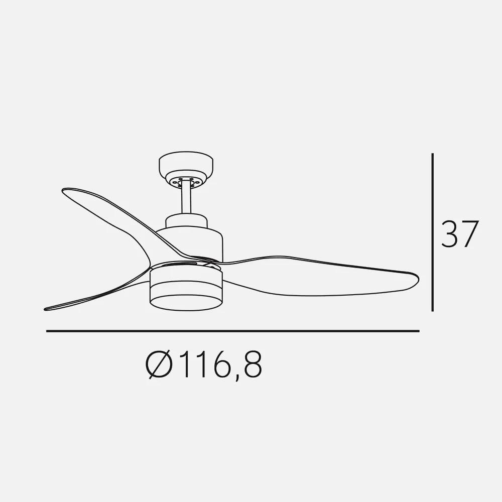 Ventilador Led 12w 4000k Aspro Blanco Motor Dc 3 Aspas Abs Blanca 1200lm 37x116,8d C/ Remoto