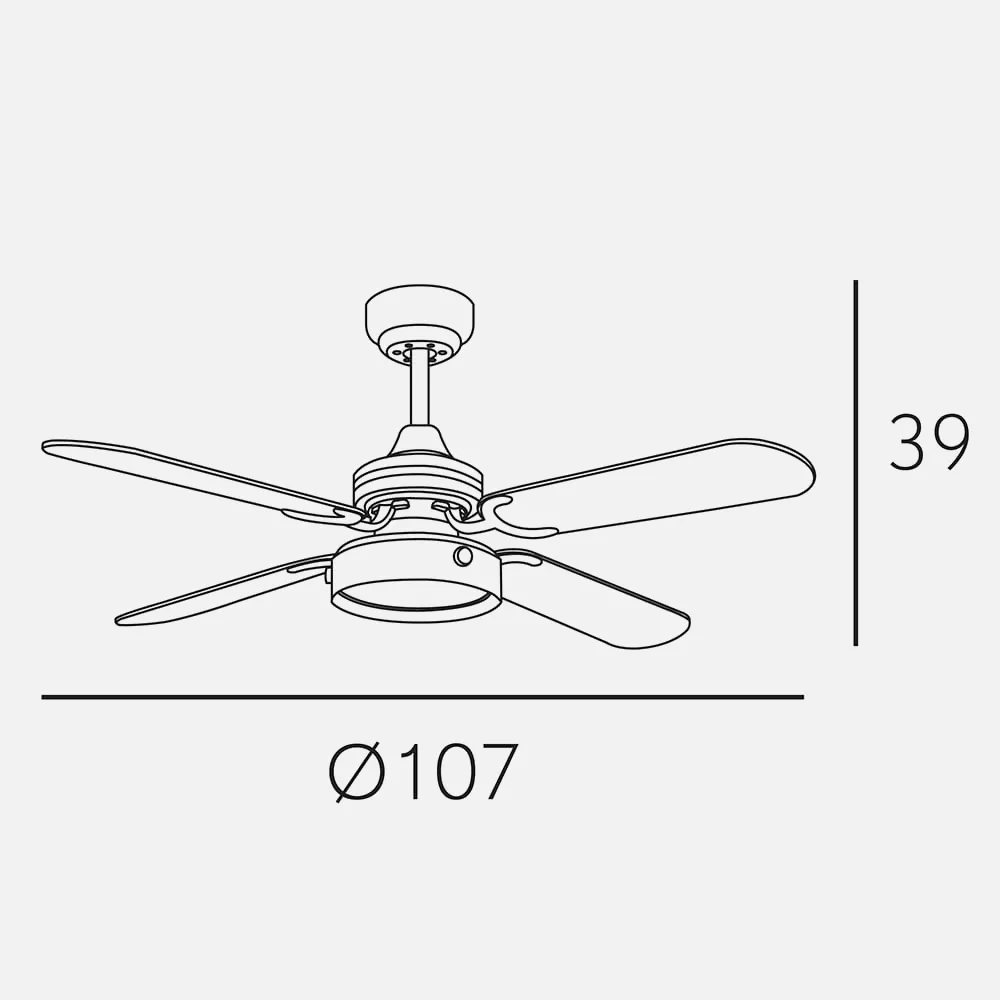 Ventilador Bornan Blanco Led integrado 4 Aspas Blanca/haya39 X 107d C.remoto 3veloci.