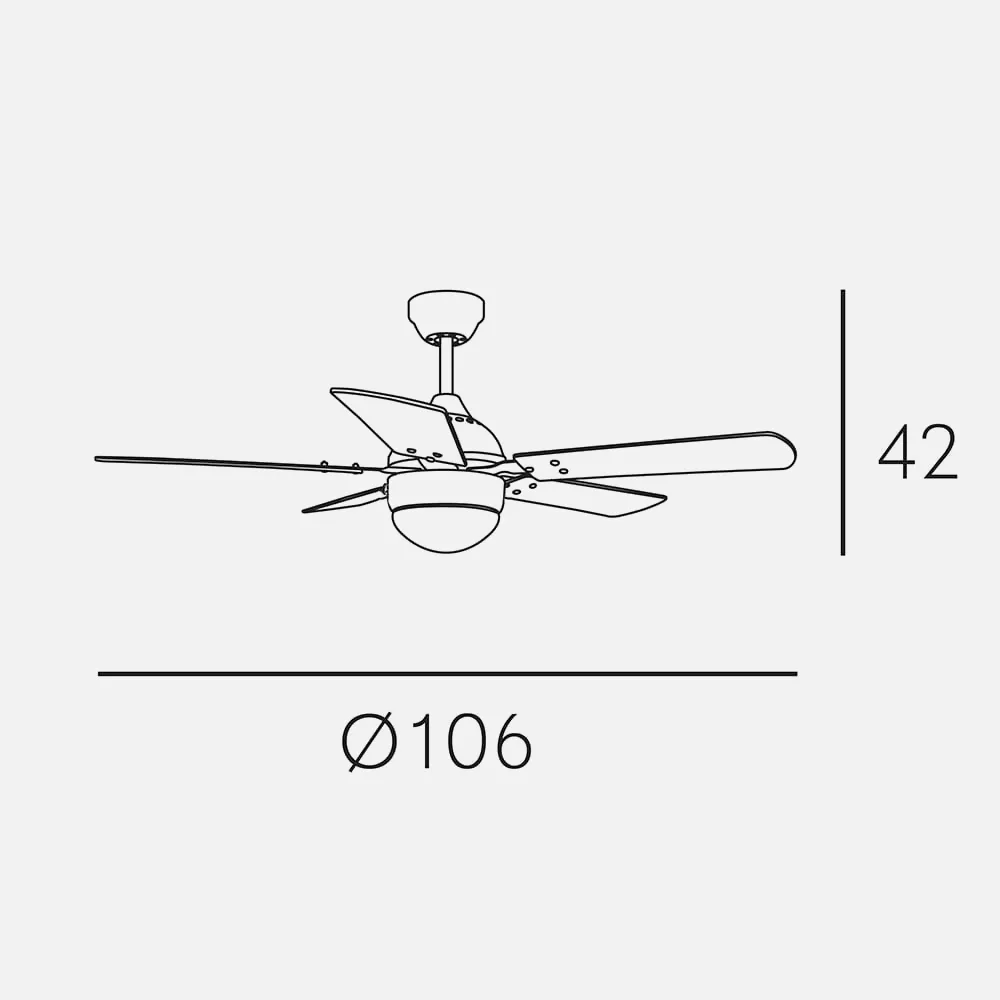 Ventilador Pontia Blanco 5 Aspas Blancas 1xe27 42x106d