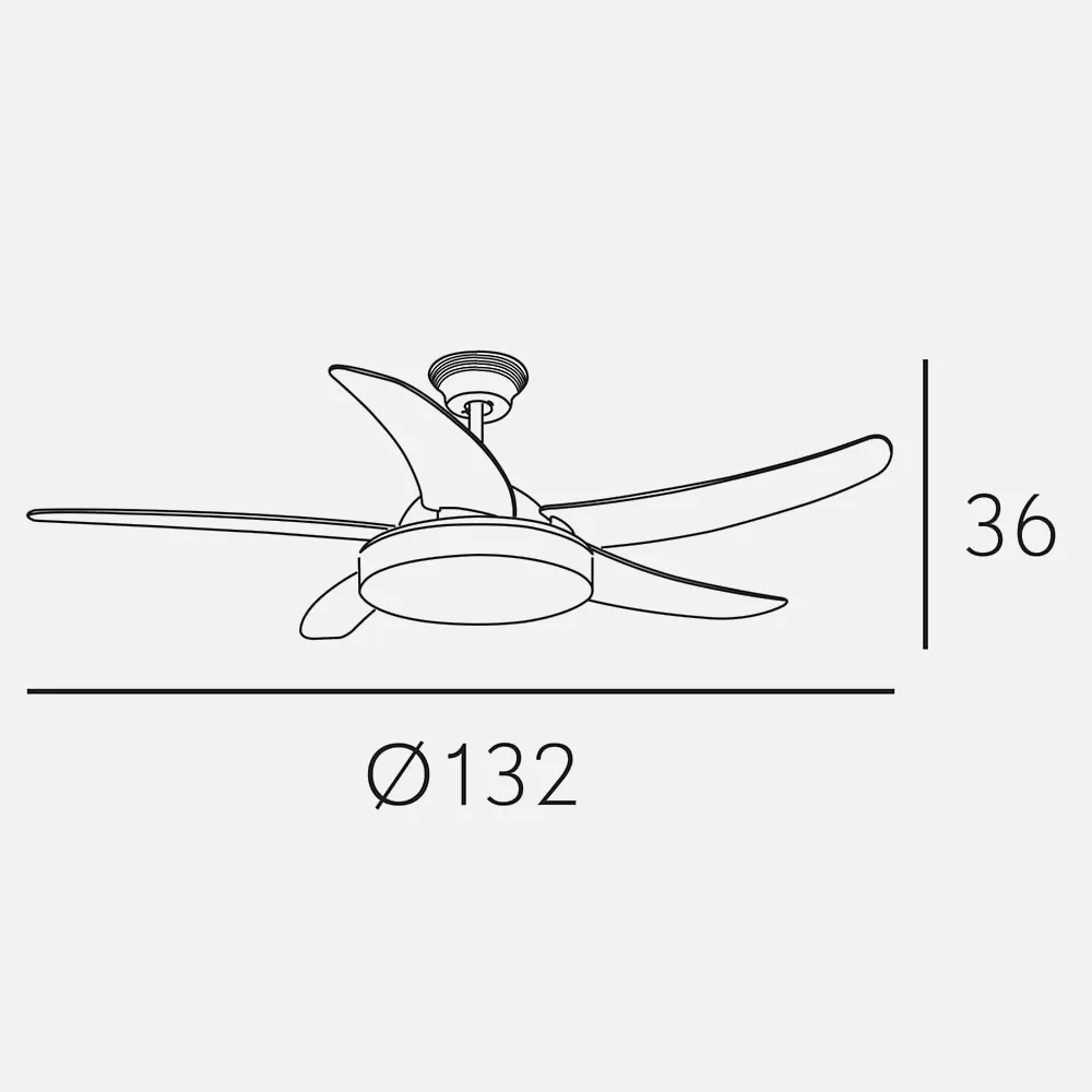 Ventilador Led Cauro 36w 3240lm Blanco 5 Aspas   36x132d 4000k C/ Remoto