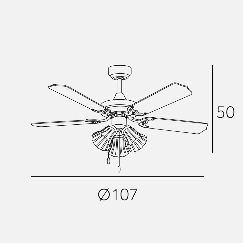 Ventilador Garbin Blanco Tulipas 3xe27 5 Aspas Blancas 50x107d