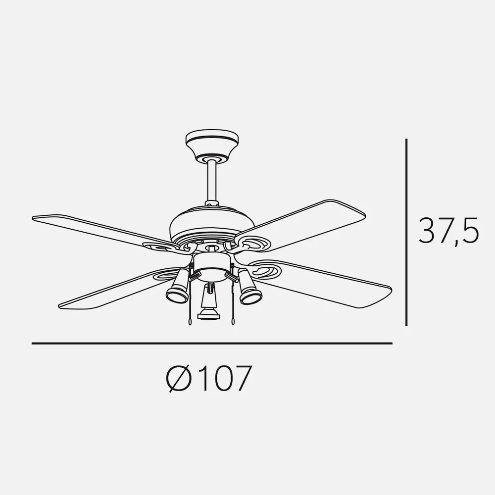 Ventilador Galerna Niq. 3 Focos Gu10 Led 4 Aspas  Haya/plata 107d 
