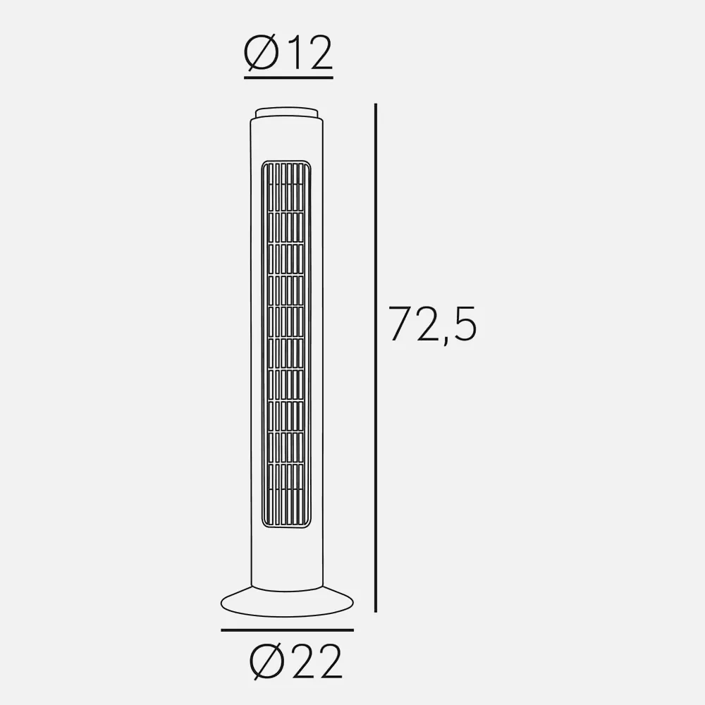 Ventilador Torre Mundaka Blanco 45w 3 Vel 72,5 Cm Oscilante