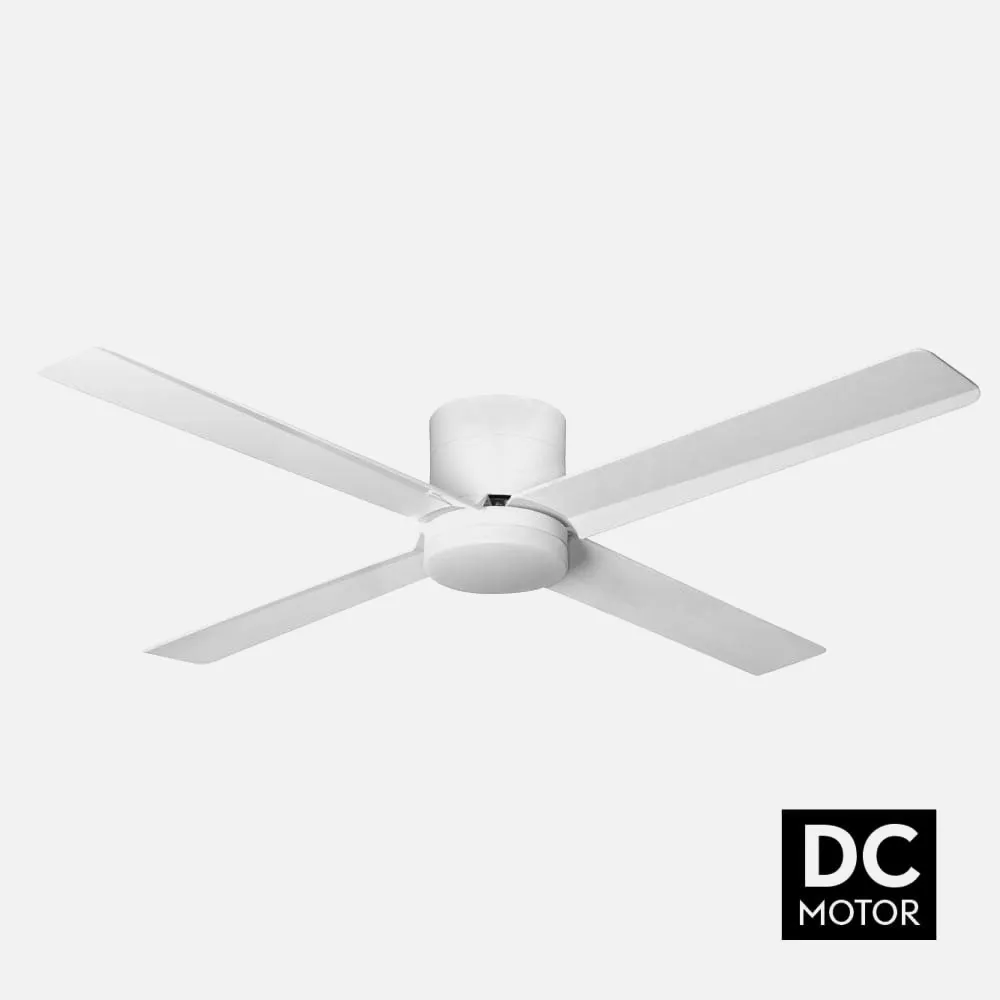 Ventilador Dc Blanco Kona 4 Aspas 18w 3000-4000-6000k 1800l  21,5x132d Control  Remoto Y Temporizador