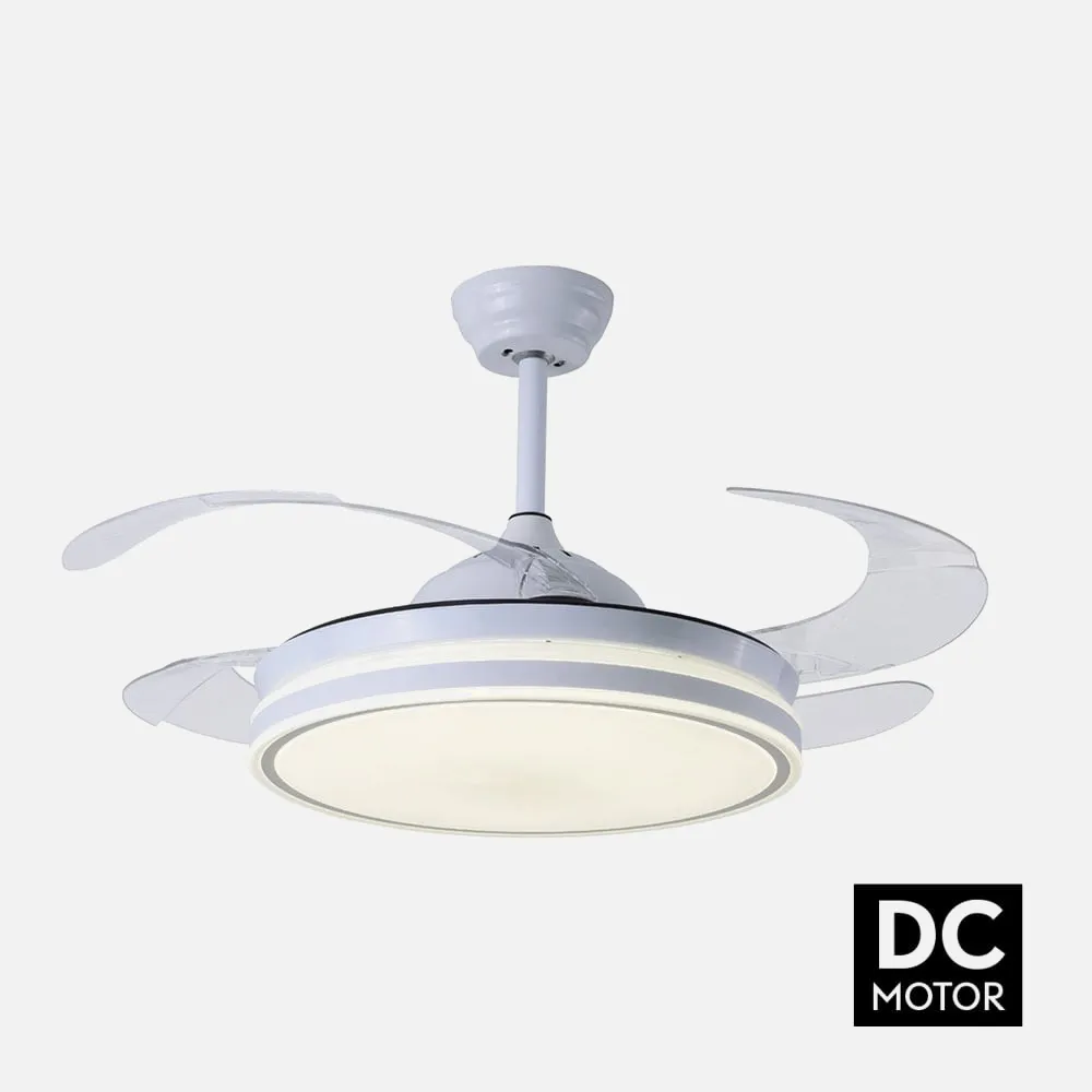 Ventilador Led Cocon 36w 3240lm Niquel 4 Aspas Transp 36x55/107d 3000k, 4000k, 6000k