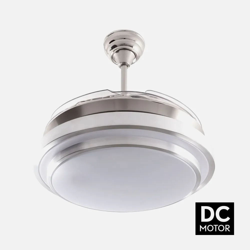 Ventilador Dc Selene 36w 3240lm Niquel 4 Aspas Transp 36x55/107d 3000k, 4000k, 6000k